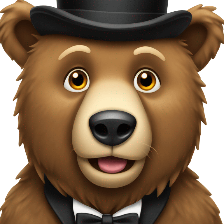 Brown bear with black tophat  emoji