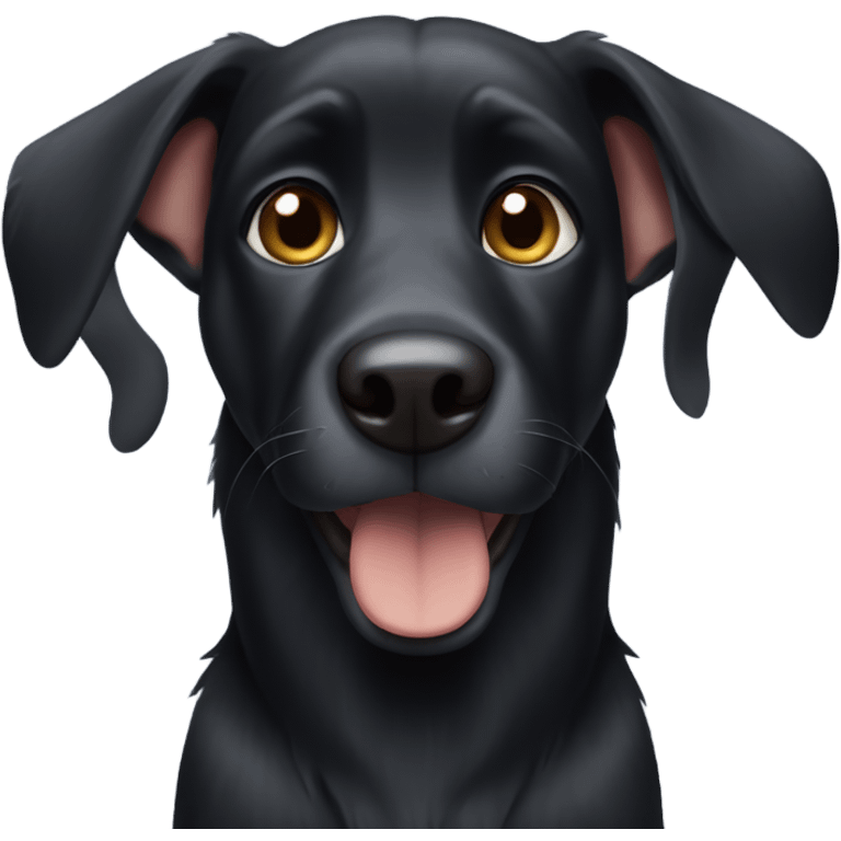 Black dog with big ears emoji