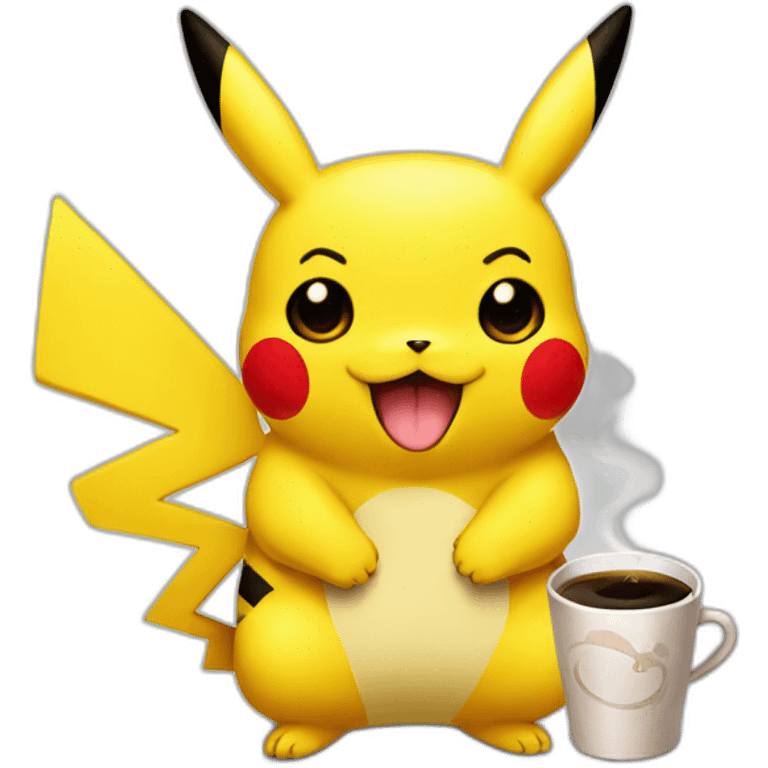 pikachu drink a coffe emoji