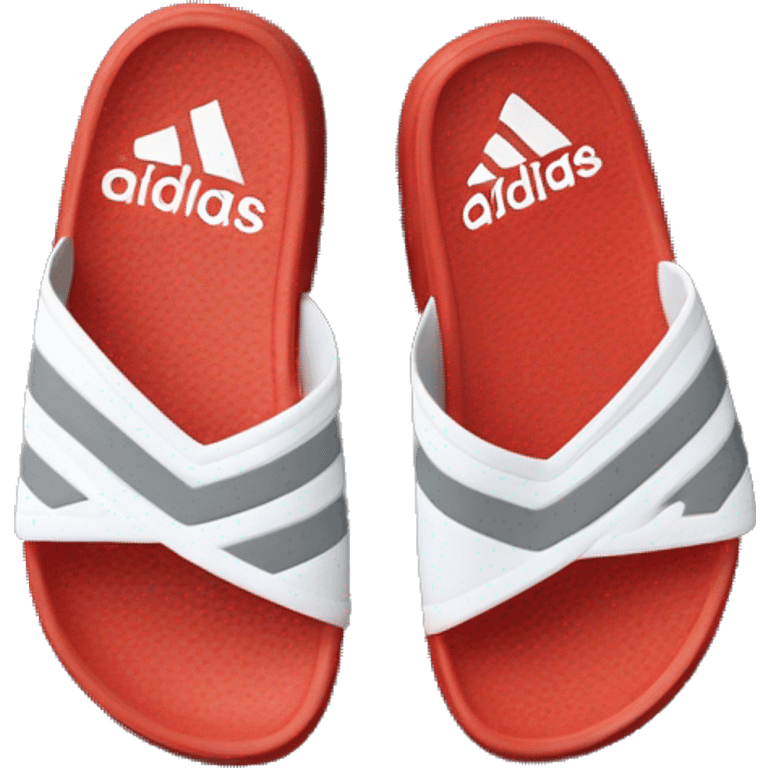 adidas adilettes sandals comfort red, white and grey emoji