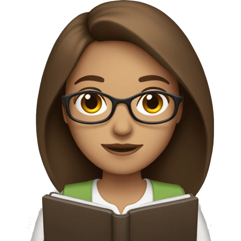 Brown hair woman with kindle  emoji