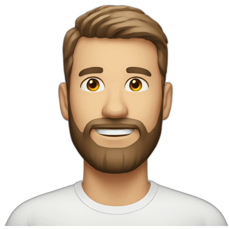 white-male-short-brown-haircut-short-beard-headshot emoji