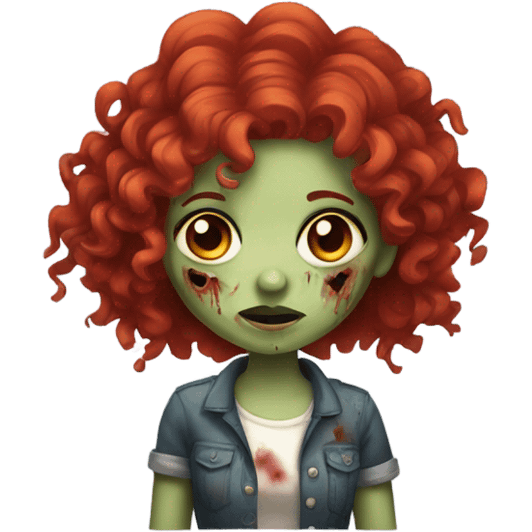 Zombie girl , red curly hair with hands emoji