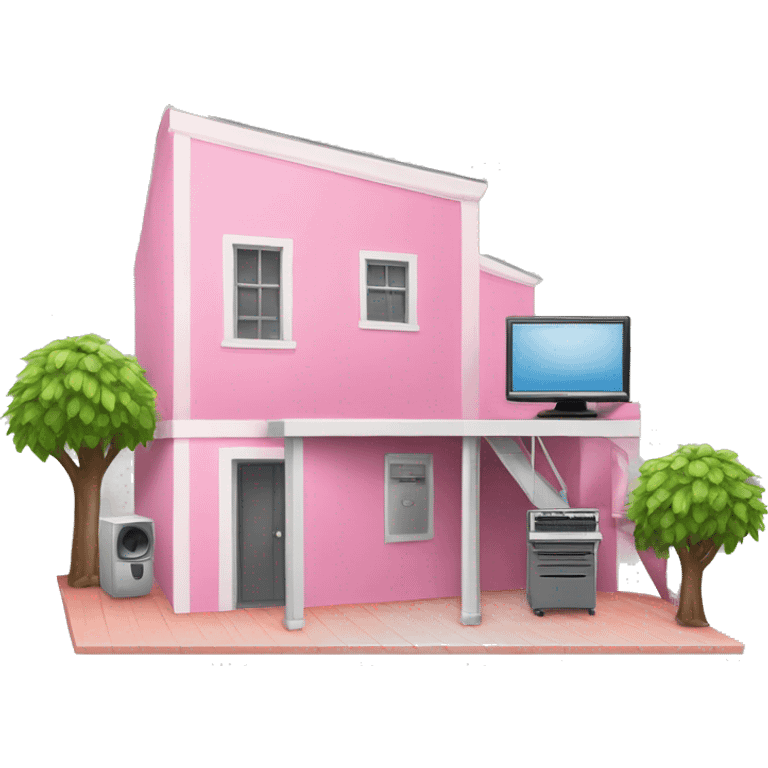 Pink loft with computer  emoji