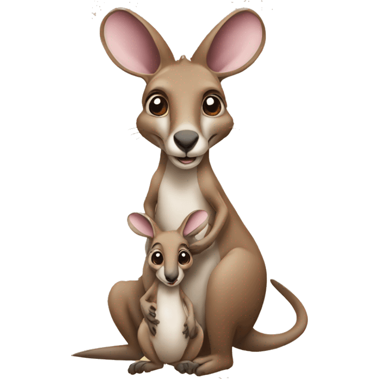 Mother kangaroo having baby kangroo in pockey emoji