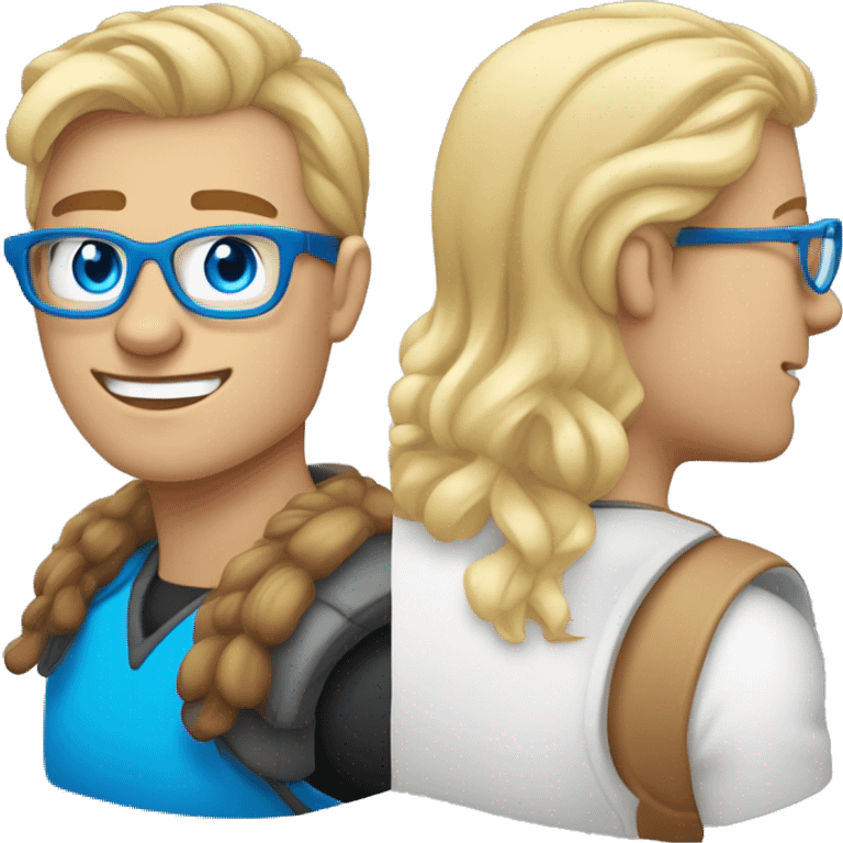 Sportlicher Mann mit blauen Augen und blonden haaren, ohne bart und mit runder brille emoji