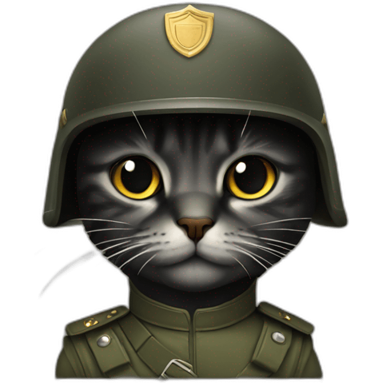 Gato negro con casco militar emoji