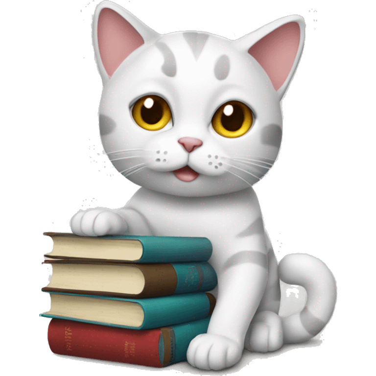 cat with books  emoji