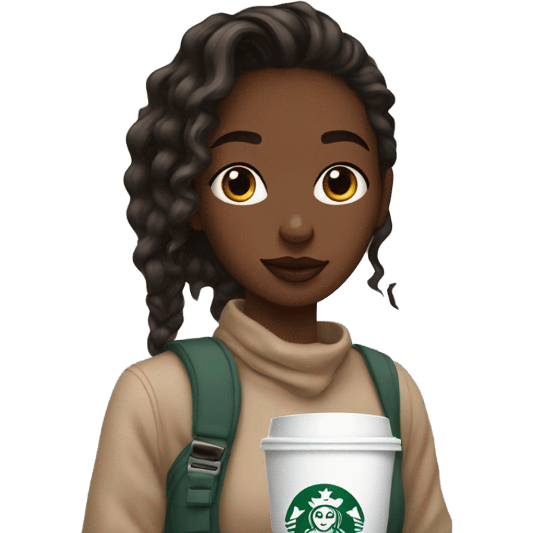 aesthetic girl with Starbucks cup in hand emoji