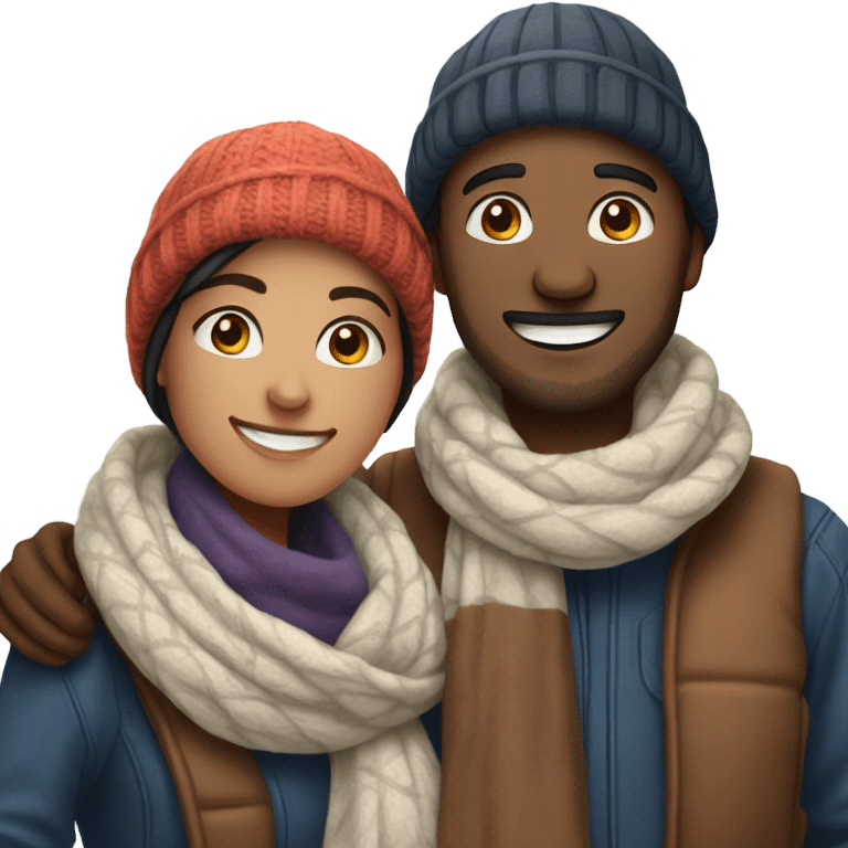 smiling couple in winter scene emoji