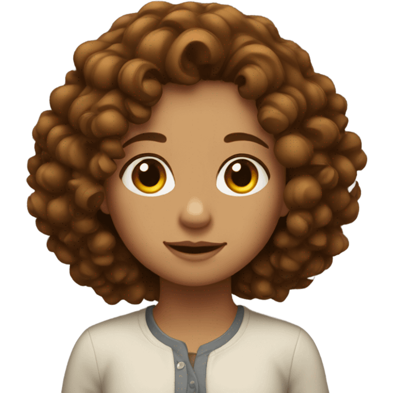 Girl with Brown Curly Hair emoji