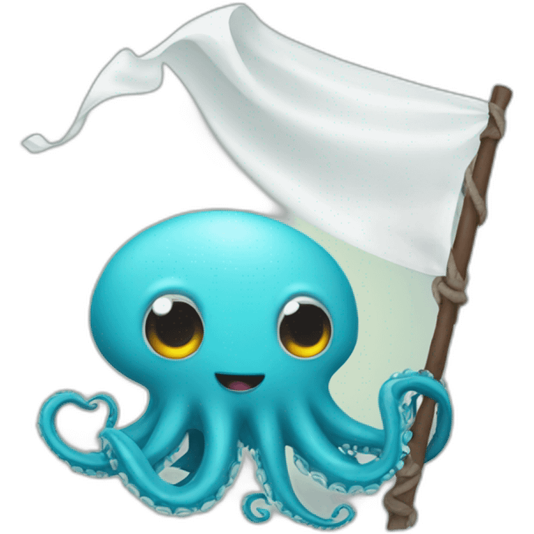 cute kraken hanging a white flag emoji