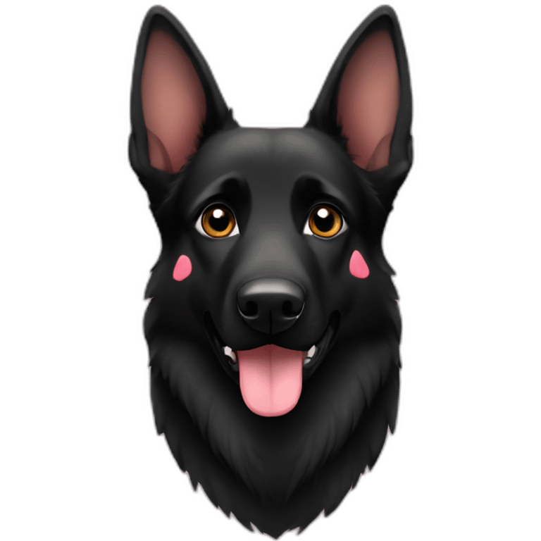 Black german shepherd with hearts emoji