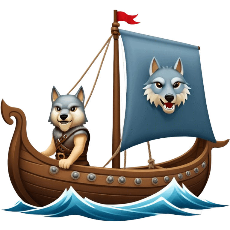 Viking ship with wolf banner emoji