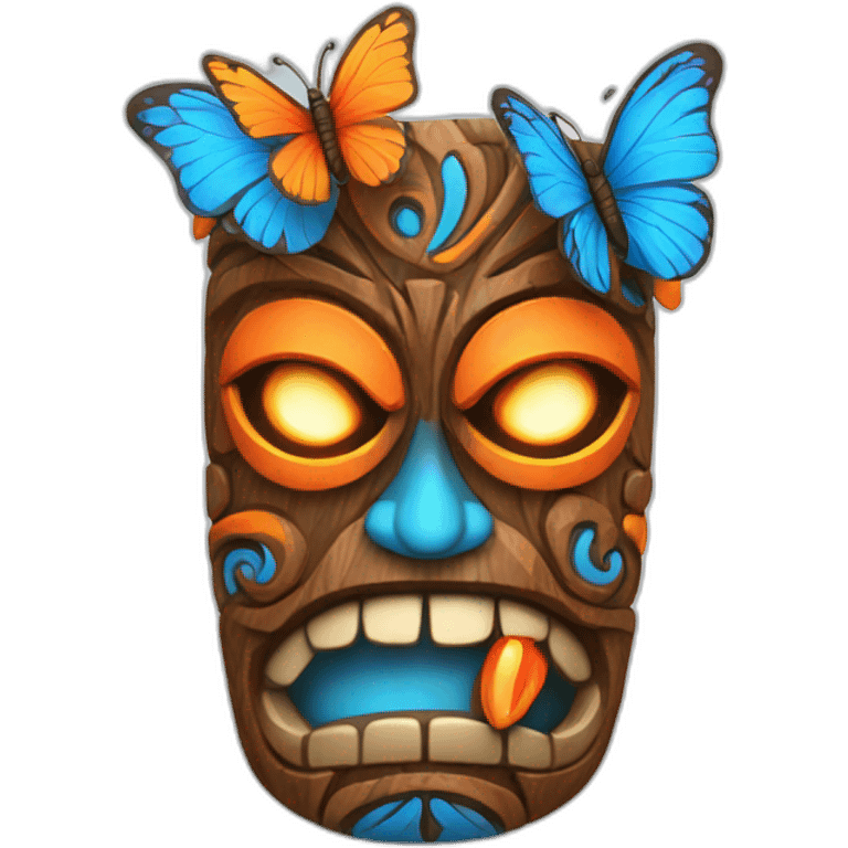 Tiki with colors blue and orange-butterfly-tornado emoji