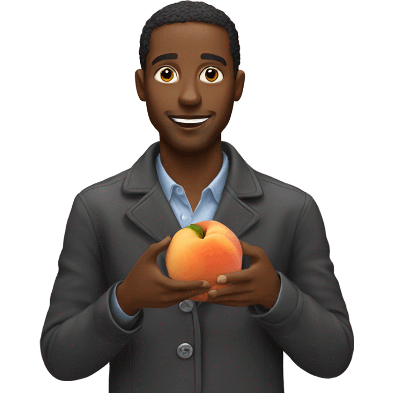 Black man eating a peach  emoji