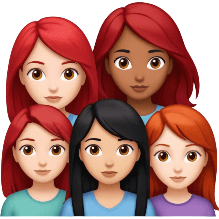 Three girl friends one black hair one red hair one brown hair  emoji