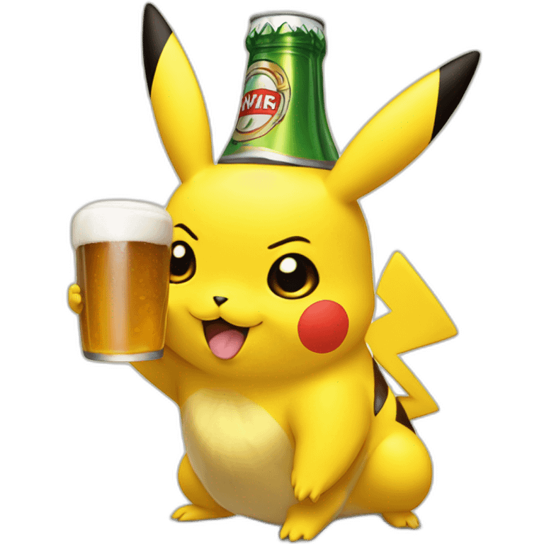 Pikachu buvant une bière emoji