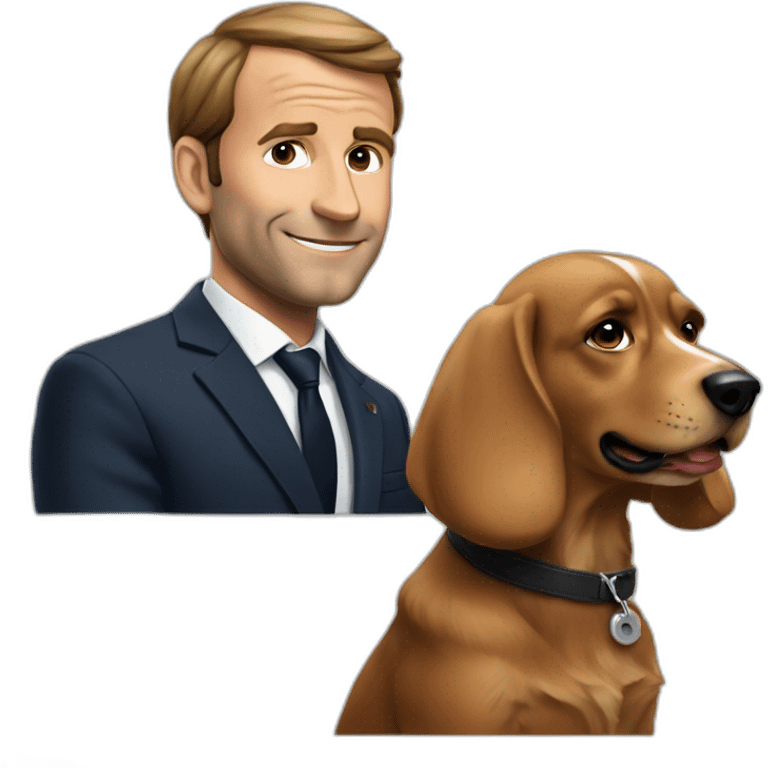 Macron with cocker dog emoji