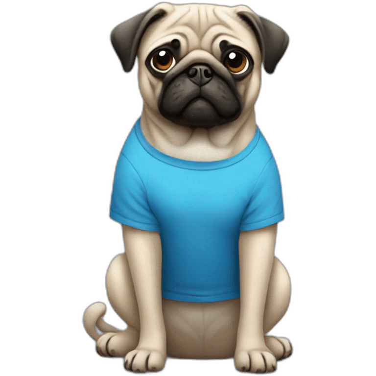 pug wearing a t-shirt emoji