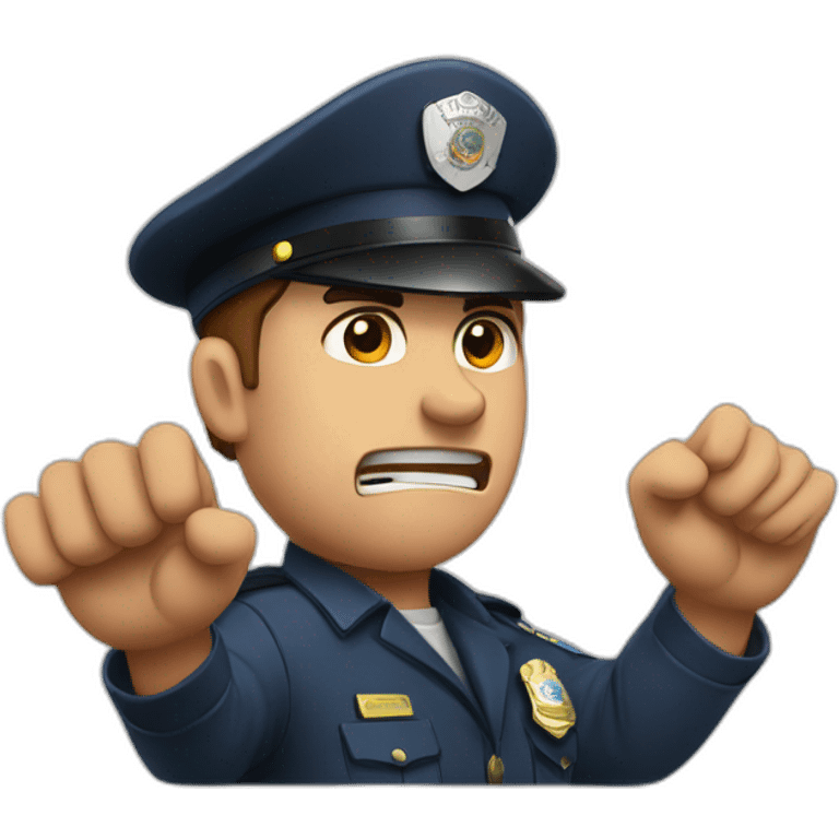 ANGRY POLICE MAN PUTTING HIS HAND UP TO STOP SOMEONE emoji