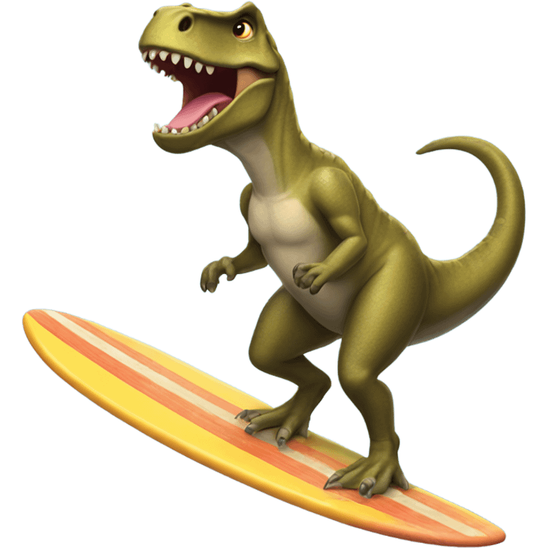 Trex riding a surf board emoji