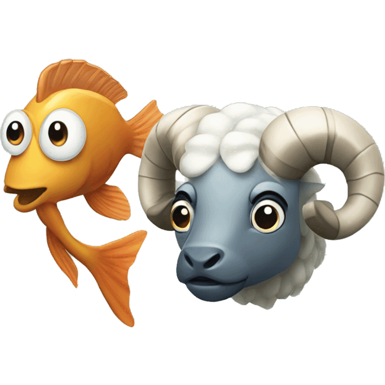 Fish and a ram mix emoji