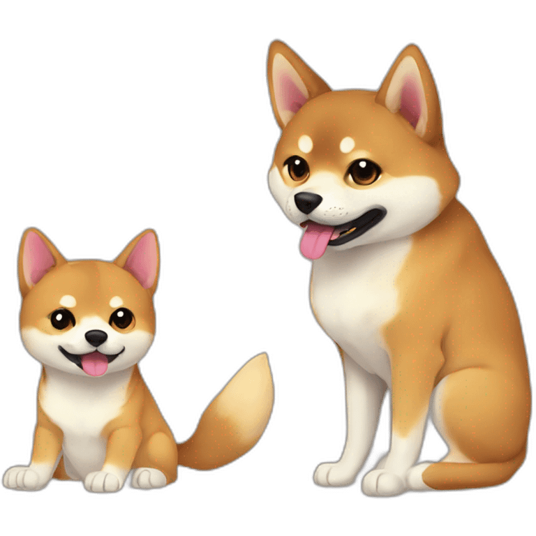 shibainu and black cat lovely emoji