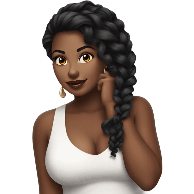 profle picture stunning curvy black woman, nice makeup black braded hair emoji