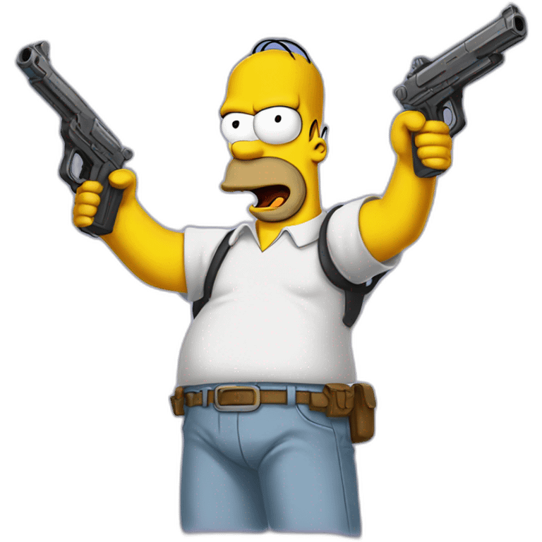 Homer Simpson with a gun emoji