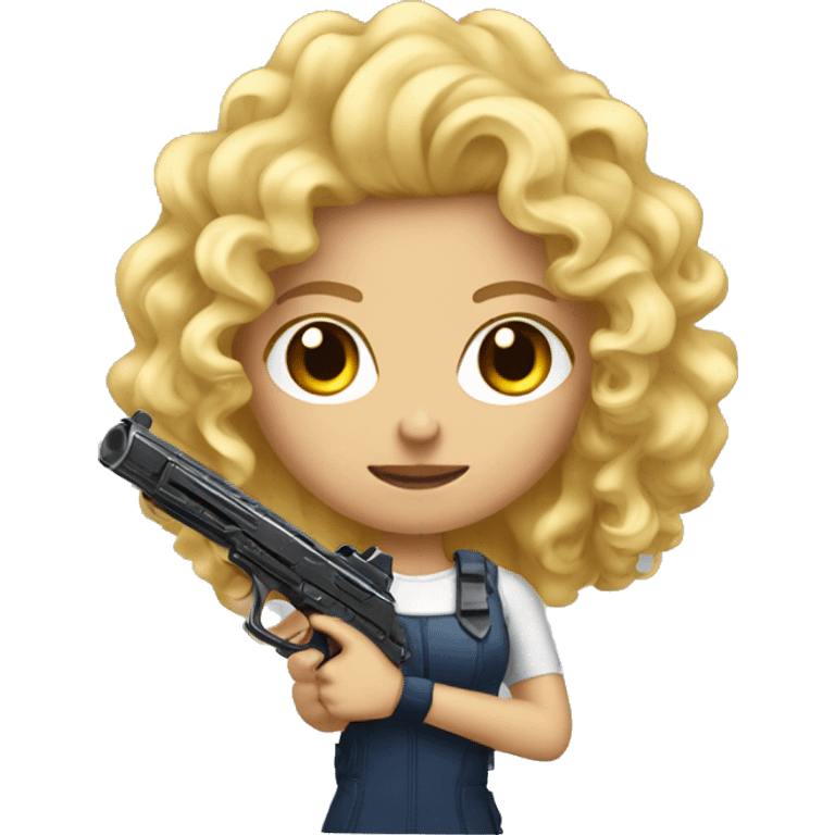 Blonde Curly hair girl with plastic gun emoji