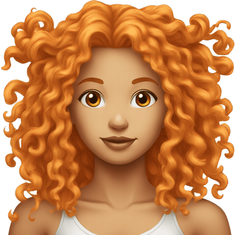 A beautiful tall curly orange head girl white  emoji