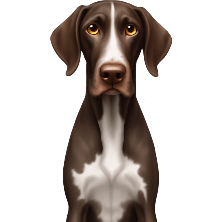 brown gsp dog French Pointer, dark brown roan with eyes, dark brown fur emoji