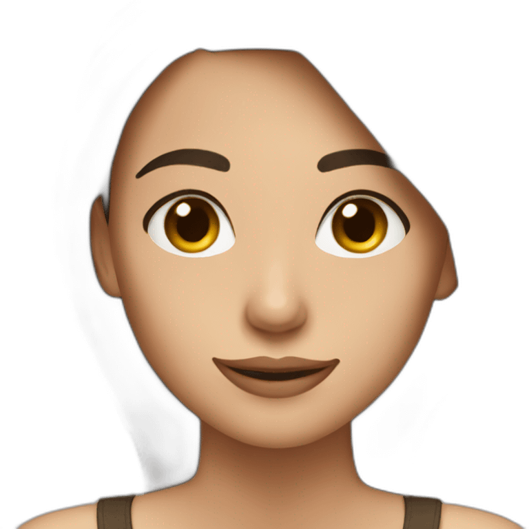 Beautiful brunette woman slyly smiling emoji