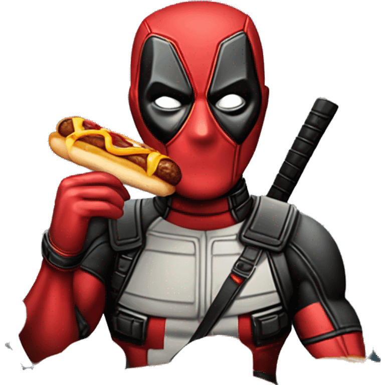 Deadpool eating hotdog emoji