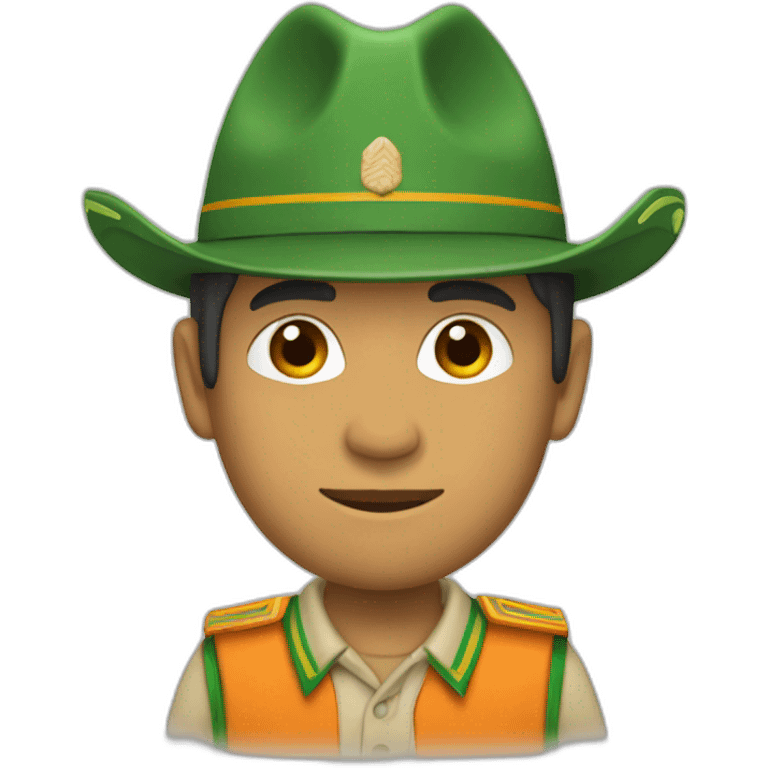 Pañoleta scout naranja con franjas verdes emoji