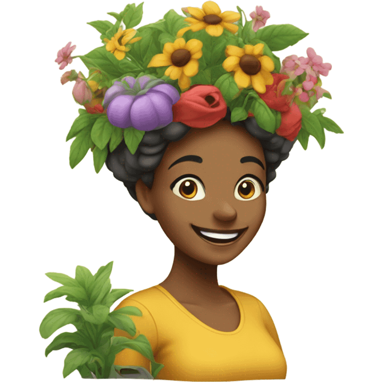 growth, garden on their brain, happy face, woman emoji