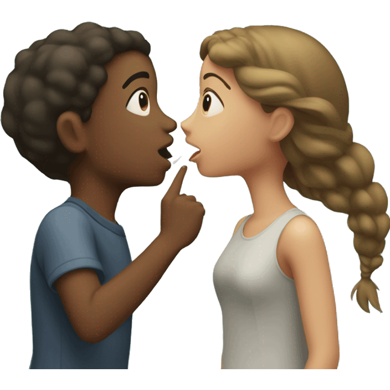 Boy blowing air on a girl emoji