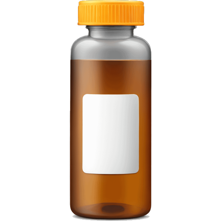 Singular Amber colored pill bottle with a plain white label emoji