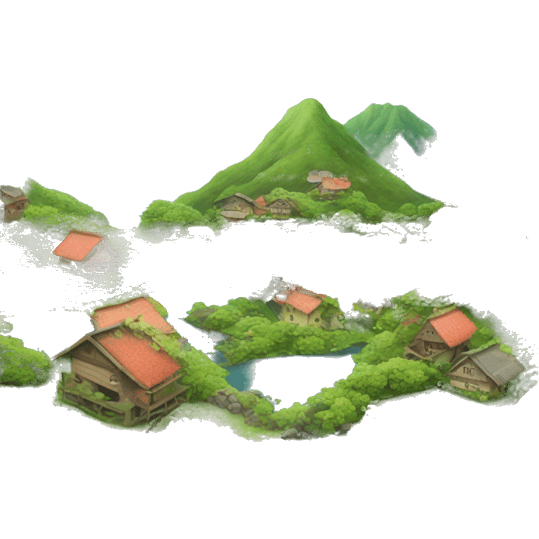 Pond on a mountain, coral reef, village emoji