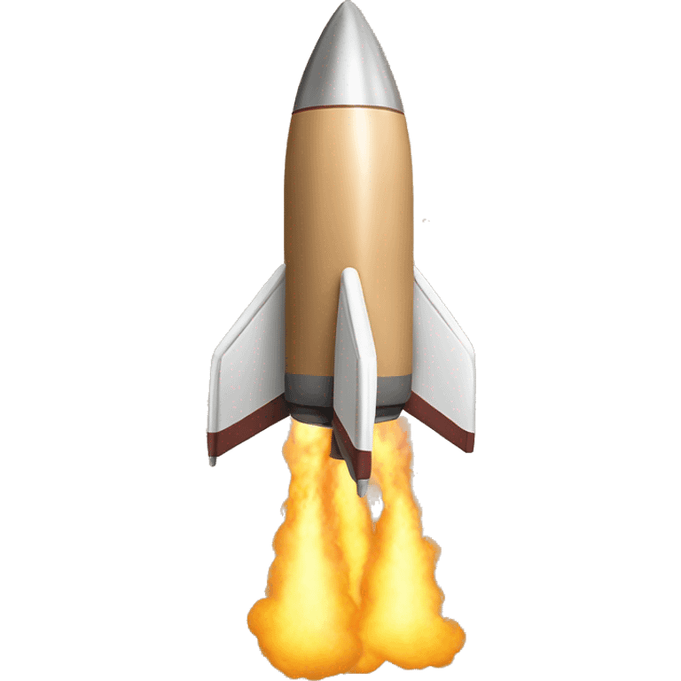 a tan rocket with balls at the bottom emoji