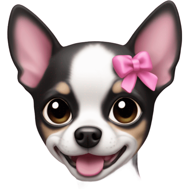 Black and white Chihuahua driving pink mini cooper emoji