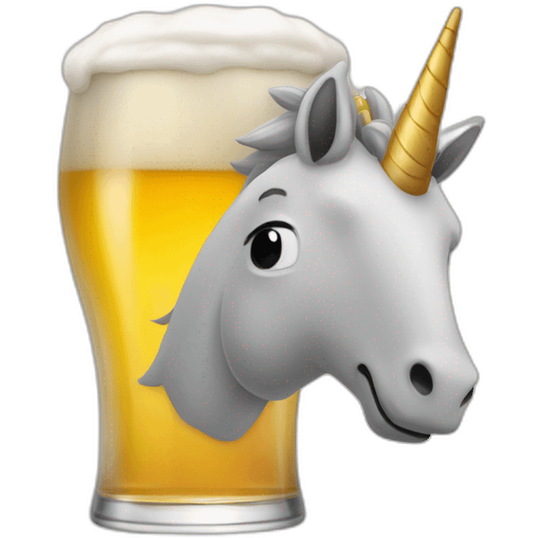 Une licorne qui boit une bière emoji