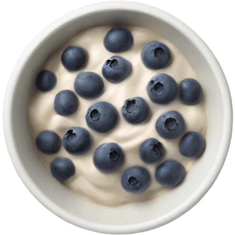 White acai bowl with blueberries , view from top emoji