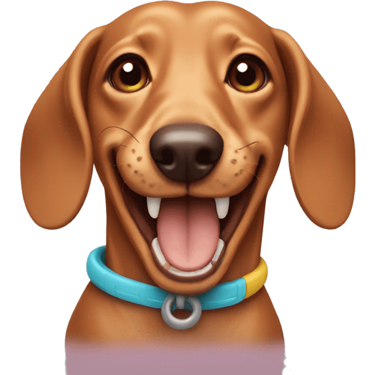 dachshund with a toy in his teeth emoji