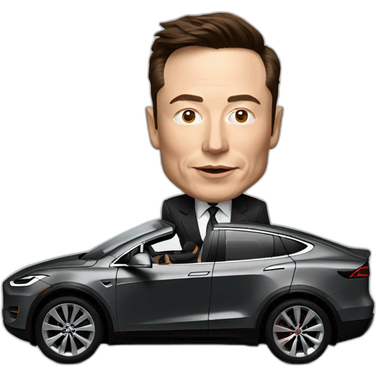 elon musk driving a Tesla car emoji