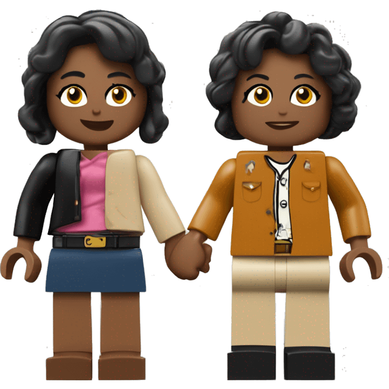 two lego people holding hands with the faces of Cole and Jane emoji