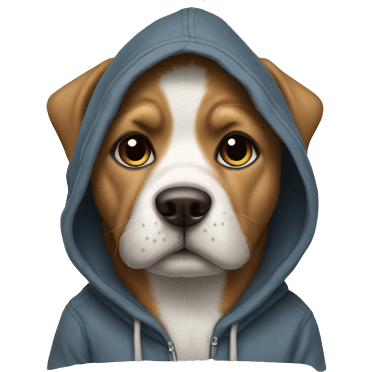 A dog wearing a hoodie emoji