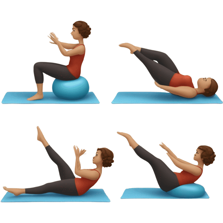 Pretty voluptuous Woman with short brown hair doing Pilates exercises  emoji