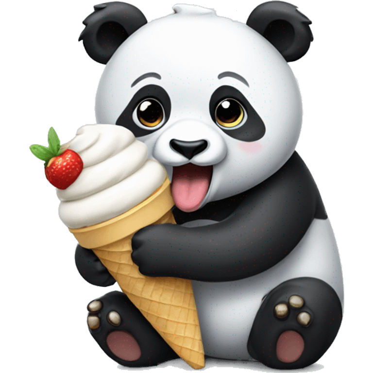 Panda eating ice cream emoji